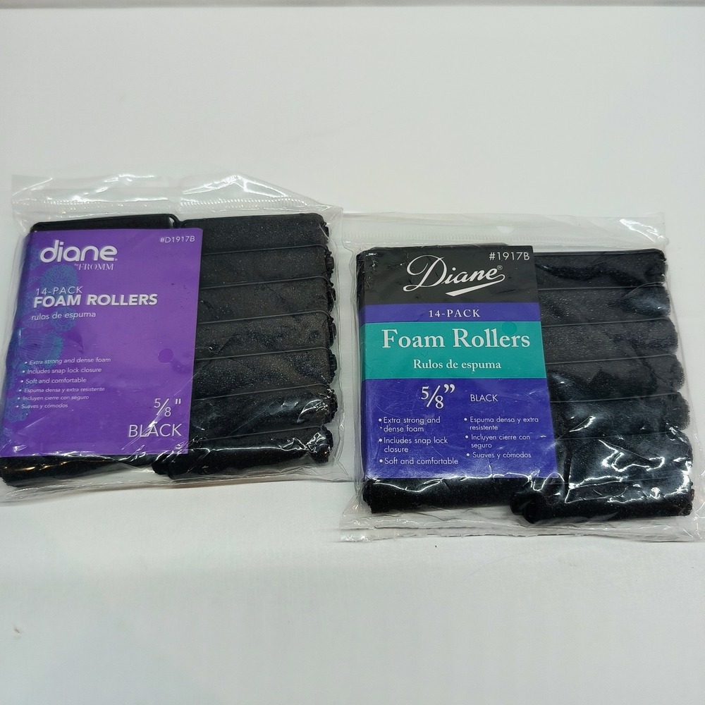 NEW Diane Foam Rollers Black 5/8 inches TWO packs of 14